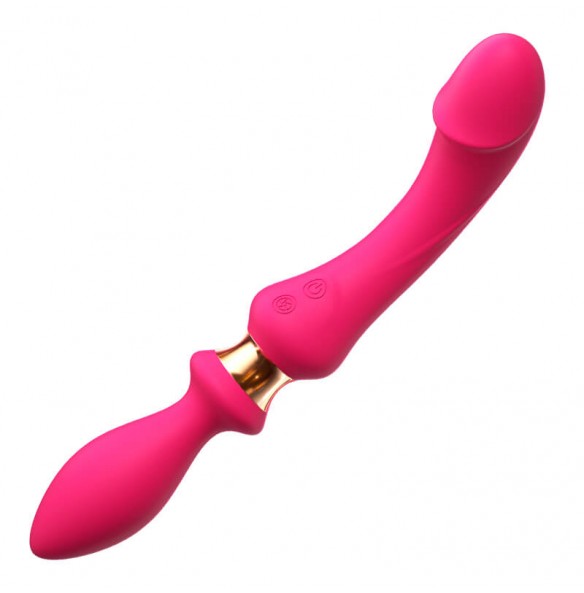 MizzZee - Dual-Head Vibrating Wand With Anal Plug (Chargeable - Red Rose)